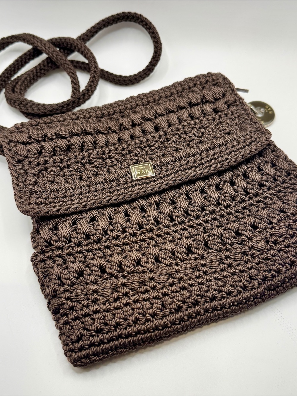 The Sak Brown Crochet Crossbody Bag